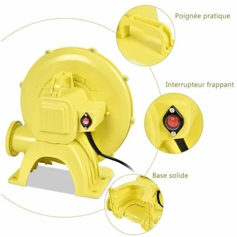 COSTWAY Souffleur Electrique Pompe Gonflable De Ventilateur Avec Moteur 380W Pour Château Gonflable Et Barbecue Jaune 3 COSTWAY Souffleur Electrique Pompe Gonflable De Ventilateur Avec Moteur 380W Pour Château Gonflable Et Barbecue Jaune – Image 3