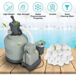 BEARSU Boules De Filtre De Piscine 300g, Balles Filtrantes, Média Filtre à Fibres Pour Piscine Filtres à Sable Filtrage De L'eau, Alternative Pour 10.7 Kg De Sable Filtrant, Filtre Pour Piscine -Pompe et filtre de piscine Soldes 31608214 3