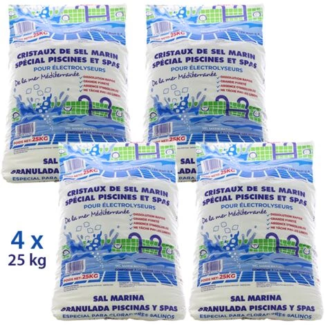 Traitement Au Sel - Sel Pour électrolyse Piscine - 4x25kg De Centrocom 1 Traitement Au Sel - Sel Pour électrolyse Piscine - 4x25kg De Centrocom