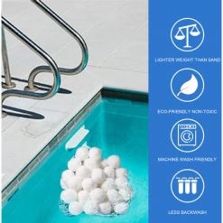 ASUPERMALL Boules De Filtre En Eponge Blanche, Boule De Filtre De Nettoyage De Piscine Reutilisable Ecologique, 8Pcs - 8Pcs -Pompe et filtre de piscine Soldes 33603274 5