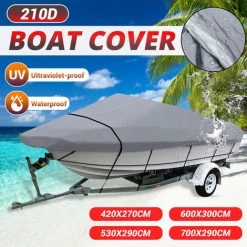 SWAGX 20-22ft 210D Housse De Bateau Remorquable étanche Coque En V Poisson Ski Bass (gris, 20-22ft) -Pompe et filtre de piscine Soldes 33731168 3