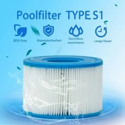 ECHOO Lot De 4 Cartouches Intex De Type S1 Pour Filtre à Jacuzzi, Cartouches De Rechange Pour Intex S1, Cartouche Filtrante De Type S1, Filtre De Piscine Pour Jardin, Piscine, Spa, Baignoire -Pompe et filtre de piscine Soldes 41383066 3