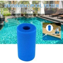 Piscine Filtre Betterlife, Piscine Filtre Pour Intex Type A Reutilisable / Lavable Piscine Filtre En Mousse Eponge Cartouche Nettoyeur De Piscine, 10Cmx20Cm Bleu，3pcs -Pompe et filtre de piscine Soldes 42438172 3