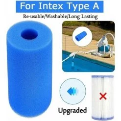Piscine Filtre Betterlife, Piscine Filtre Pour Intex Type A Reutilisable / Lavable Piscine Filtre En Mousse Eponge Cartouche Nettoyeur De Piscine, 10Cmx20Cm Bleu，3pcs -Pompe et filtre de piscine Soldes 42438172 5