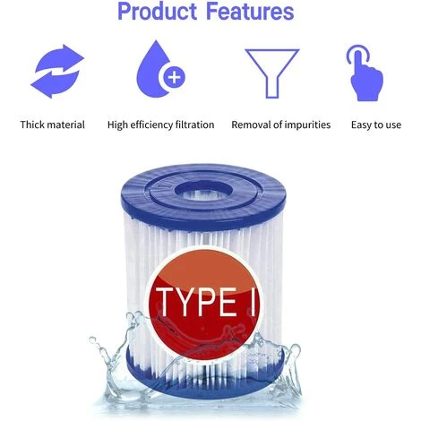 HIASDFLS Filtre Pour Bestway 58093 Cartouches Type I, Pour Bestway Filtre De Remplacement Pour Pompe 305/366, Cartouches Filtrantes Taille 1, Pour Nettoyage De Piscine (4 Pièces) 3 HIASDFLS Filtre Pour Bestway 58093 Cartouches Type I, Pour Bestway Filtre De Remplacement Pour Pompe 305/366, Cartouches Filtrantes Taille 1, Pour Nettoyage De Piscine (4 Pièces) – Image 3