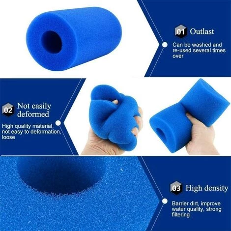 CADEAUX Lot De 2 Filtres De Piscine, éponge De Cartouche De Filtre De Bain à Remous En Mousse Lavable Réutilisable (bleu, 100 X 40 X 200 Mm) 3 CADEAUX Lot De 2 Filtres De Piscine, éponge De Cartouche De Filtre De Bain à Remous En Mousse Lavable Réutilisable (bleu, 100 X 40 X 200 Mm) – Image 3