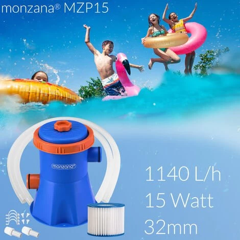 MONZANA Pompe De Filtration Pour Piscine 1140, 2280, 3400, 3800 L/h 15-90W Accessoires 15Watt 195x160x160 Mm (de) 2 MONZANA Pompe De Filtration Pour Piscine 1140, 2280, 3400, 3800 L/h 15-90W Accessoires 15Watt 195x160x160 Mm (de) – Image 2
