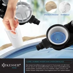 KESSER® Système De Filtre à Sable + 700 G De Billes Filtrantes Remplacent 25 Kg Filtre à Sable Vanne 7 Voies Avec Indicateur De Pression Filtre De Piscine 10 M³/h Système De Filtre Cuve De Filtre Pour Piscine Piscine 10200L/h, Le Noir -Pompe et filtre de piscine Soldes 54289506 3