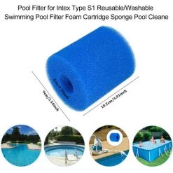 SUPERSELLER Filtre De Piscine, Filtre De Piscine Pour Intex Type S1 Réutilisable/lavable Piscine Filtre Mousse Cartouche éponge Nettoyeur De Piscine, Bleu 93*30*102 MM - Bleu - Bleu -Pompe et filtre de piscine Soldes 54923185 5