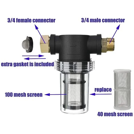 Filtre De Tuyau D'arrosage Pour Entrée D'eau De Nettoyeur Haute Pression, Filtre En Ligne Pour Sédiments, écran 40 Mailles, 100 Mailles Supplémentaires, Fontainebleau 3 Filtre De Tuyau D'arrosage Pour Entrée D'eau De Nettoyeur Haute Pression, Filtre En Ligne Pour Sédiments, écran 40 Mailles, 100 Mailles Supplémentaires, Fontainebleau – Image 3