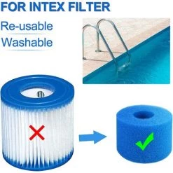 SUPERMARKET Filtre En Mousse à Cartouche Éponge,Éponge De Filtre De Piscine, Filtre Spa Intex Mousse Réutilisables Et Lavables Pour Piscine, Jacuzzi (4),Superma,bleu -Pompe et filtre de piscine Soldes 55279646 3