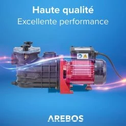 AREBOS Pompe De Filtration Pour Piscine 11.000l/h | Filtre à Sable | 600W | Fonctionnement Silencieux | Sans Entretien - Noir / Rouge -Pompe et filtre de piscine Soldes 56096355 3