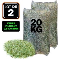 LLOFER LOT DE 2 SACS 20KG VERRE FILTRANT 0,4 A 1,6 MM
