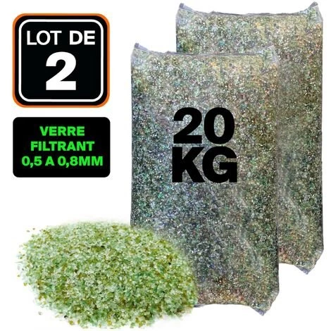 LLOFER LOT DE 2 SACS 20KG VERRE FILTRANT 0,4 A 1,6 MM 1 LLOFER LOT DE 2 SACS 20KG VERRE FILTRANT 0,4 A 1,6 MM