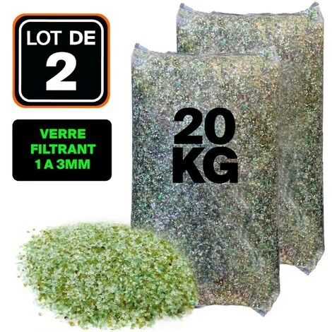 LLOFER LOT DE 2 SACS 20KG VERRE FILTRANT 1,6 A 3MM 1 LLOFER LOT DE 2 SACS 20KG VERRE FILTRANT 1,6 A 3MM