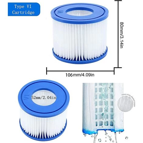 ALMI Cartouches Filtrantes De Rechange Pour Bestway VI, Filtre Cartridge VI Pour Miami, Pour Vegas, Pour Monaco-Taille, Pour Bestway 58323, 58239, 90352E (4 Pièces) 2 ALMI Cartouches Filtrantes De Rechange Pour Bestway VI, Filtre Cartridge VI Pour Miami, Pour Vegas, Pour Monaco-Taille, Pour Bestway 58323, 58239, 90352E (4 Pièces) – Image 2
