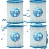 AOUGO Filtre De Piscine Pour Bestway Type II, Accessoires De Filtre De Piscine Gonflable De Rechange Pour Spa, Filtre De Piscine Pour Jardin Extérieur, Cartouche Lavable Et Réutilisable, 4,17 X 5,35 Pouces (4 PCS)