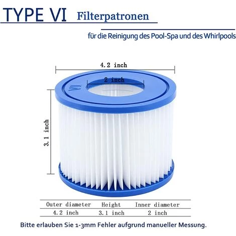 GDRHVFD 4Pcs Cartouches Filtrantes Pour Piscine De Type Vi Pour Bestway Taille 6-58323 2 GDRHVFD 4Pcs Cartouches Filtrantes Pour Piscine De Type Vi Pour Bestway Taille 6-58323 – Image 2