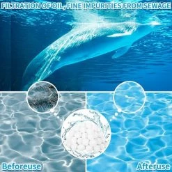 FVBJD 900g Boules De Filtre De Piscine Balles Filtrantes Balles De Filtration Filtre Balls Réutilisables Peut Remplacer 57 Kg Sable Filtrant Sable De Quartz,Convient Systèmes De Filtration -Pompe et filtre de piscine Soldes 58754781 5