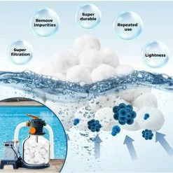 FVBJD Balle Filtrante Piscine,800g Balles Filtrantes Pour Systèmes De Filtre A Sable Piscine Remplacer 29kg De Sable Filtration Piscine,Convient Aux Systèmes De Filtration Pour Piscine -Pompe et filtre de piscine Soldes 58754860 2
