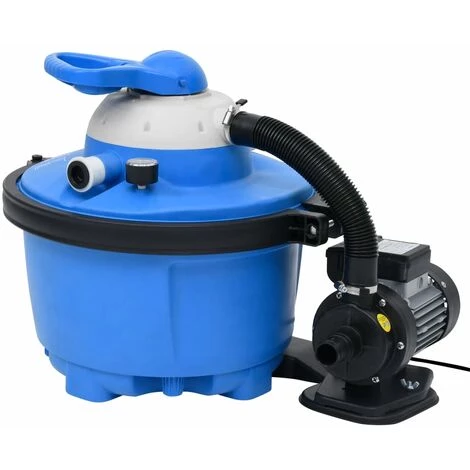 GROSMONDE Pompe De Filtration à Sable 200W 25L Bleu Et Noir 1 GROSMONDE Pompe De Filtration à Sable 200W 25L Bleu Et Noir