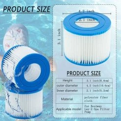 EINEMGELD Filtre VI Cartouche Pour Bestway Lay-Z-Spa, Cartouches Filtrantes Rechange Pour Miami Vegas Monaco BW58323, Pour Bestway 58239 (4 Pièces) 9 EINEMGELD Filtre VI Cartouche Pour Bestway Lay-Z-Spa, Cartouches Filtrantes Rechange Pour Miami Vegas Monaco BW58323, Pour Bestway 58239 (4 Pièces) -Pompe et filtre de piscine Soldes 59434053 5