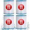 DECKON Filtre Piscine Pour Type II, Spa Remplacement Filtre De Piscine Gonflable Accessoires, Filtre De Piscine Pour Jardin Extérieur, Lavable Et Réutilisable Cartouche, (4 PCS)