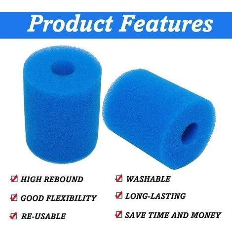 OUSUDELA Éponge De Filtre De Piscine Compatible Avec In-tex Type H, Filtre à Cartouche D'éponge Réutilisable Et Lavable Pour Hydromassage De Spa De Jacuzzi De Piscine 2 Pièces Bleu 3 OUSUDELA Éponge De Filtre De Piscine Compatible Avec In-tex Type H, Filtre à Cartouche D'éponge Réutilisable Et Lavable Pour Hydromassage De Spa De Jacuzzi De Piscine 2 Pièces Bleu – Image 3