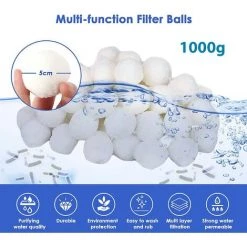 JOORRT Boules De Filtre De Piscine 1000g Polyéthylène Réutilisables Balles Filtrantes Remplace De Sable Filtrant Pour Piscines Intérieure Et Extérieure, Média à Fibres Pour Filtres à De L'eau 6 JOORRT Boules De Filtre De Piscine 1000g Polyéthylène Réutilisables Balles Filtrantes Remplace De Sable Filtrant Pour Piscines Intérieure Et Extérieure, Média à Fibres Pour Filtres à De L'eau -Pompe et filtre de piscine Soldes 60668024 2