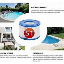 DECKON Lot De 4 Cartouches De Rechange S1 Pour Filtre De Piscine Intex 29001 - Pour Jardin Extérieur Type S1 PureSpa Easy Set - Cartouches Pour Filtre à Jacuzzi - Filtre S1 -Pompe et filtre de piscine Soldes 60684280 5