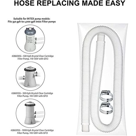 MACARON Tuyau De Remplacement De Piscine, Tuyaux De Piscine, Avec 2 Connecteurs Métalliques, Pour Piscine Hors Terre Tuyau De Remplacement De Pompe De Filtre De Piscine LO-Ron 2 MACARON Tuyau De Remplacement De Piscine, Tuyaux De Piscine, Avec 2 Connecteurs Métalliques, Pour Piscine Hors Terre Tuyau De Remplacement De Pompe De Filtre De Piscine LO-Ron – Image 2