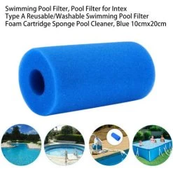 LIFCAUSAL Filtre De Piscine, Filtre De Piscine Pour Intex Type A Filtre De Piscine Réutilisable/lavable Cartouche De Mousse éponge Nettoyeur De Piscine, Bleu 10cmx20cm -Pompe et filtre de piscine Soldes 61250832 4