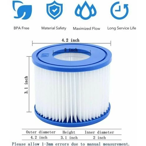 SINCèREETALI 12PCS Cartouches Filtrantes Pour Piscine De Type VI Pour Bestway Taille 6-58323 2 SINCèREETALI 12PCS Cartouches Filtrantes Pour Piscine De Type VI Pour Bestway Taille 6-58323 – Image 2