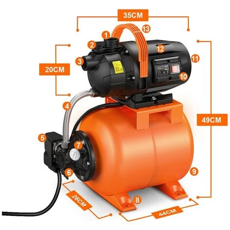 Pompe De Surpression Automatique TOPSHAK TS-WP3 800W 3600L/h 3 Pompe De Surpression Automatique TOPSHAK TS-WP3 800W 3600L/h – Image 3