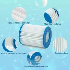 MOWZE Filtre Piscine Typ II Cartouche De Filtre Pour Bestway 58094, Taille 2 Cartouches Filtrantes De Spa De Piscine, Lot De 4 Lot De 4 -Pompe et filtre de piscine Soldes 63869885 3