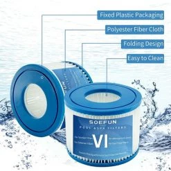 MOWZE Filtre Spa Pour Type VI,Filtre Spa Pour Lay-z-Spa,Cartouche Defiltre Piscine Type VI,pour Type VI 58323,58239,pour 90352E 6 Pack -Pompe et filtre de piscine Soldes 63870024 3