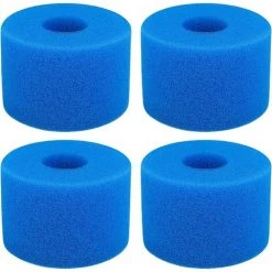 AOUGO Lot De 4 Cartouches De Mousse De Filtre De Piscine Compatibles Avec Intex S1 Type Cartouche De Filtre En Mousse Lavable Réutilisable Cartouche De Filtre En Mousse éponge Cartouche De Filtre De Piscine Cartouche En Mousse éponge, Bleu