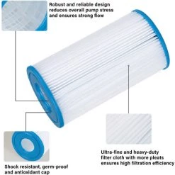 TANCYCO Cartouche Filtrante De Type A/C Pour Piscine, Très Résistante, Facile à Installer, Filtre De Piscine à Haute Efficacité De Filtration. -Pompe et filtre de piscine Soldes 63964124 2