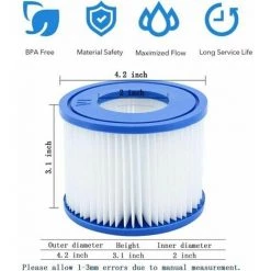 Dontodent 12PCS Cartouches Filtrantes Pour Piscine De Type VI Pour Bestway Taille 6-58323 -Pompe et filtre de piscine Soldes 64615353 2