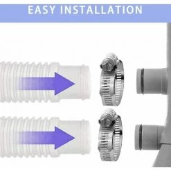 Ensoleillé Tuyau De Remplacement Pour Piscine, Accessoires De Tuyau De Pompe À Filtre Avec 4 Clips Métalliques, Tuyau De Piscine Long De 59x1,25 Pouces Pour Pompe, Accessoires De Piscine -Pompe et filtre de piscine Soldes 65111198 5