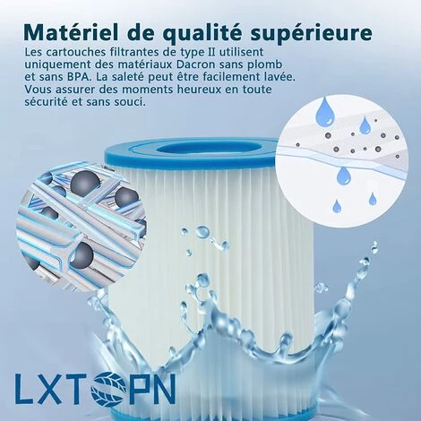 OSQI Filtre De Piscine Pour Bestway Type II, Accessoires De Filtre De Piscine Gonflable Pour Spa, Filtre De Piscine Pour Jardin Extérieur, Cartouche Lavable Et Réutilisable, 4,17 X 5,35 Pouces (2 Pièces) 4 OSQI Filtre De Piscine Pour Bestway Type II, Accessoires De Filtre De Piscine Gonflable Pour Spa, Filtre De Piscine Pour Jardin Extérieur, Cartouche Lavable Et Réutilisable, 4,17 X 5,35 Pouces (2 Pièces) – Image 4