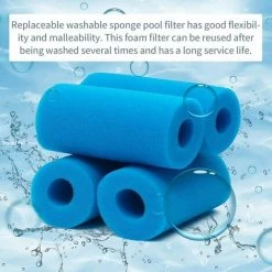 KAEJYIUT Filtre éponge Type A, Filtre Piscine En Mousse, Filtre Mousse Piscine Filtre éponge Pré-Filtre Mousse Cartouche éponge Lavable, Réutilisable. (4 Pièces) -Pompe et filtre de piscine Soldes 65853234 2