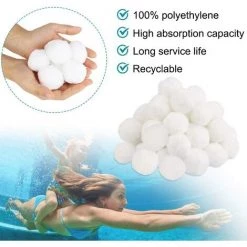 JUNJUN Boule Filtrante, Boule Filtrante De Piscine De 700 G, Remplace Le Filtre À Sable De 25 Kg, Filtre De Piscine, Convient À Tous Les Filtres À Sable Ou À Verre Existants, Bon Effet De Filtrage -Pompe et filtre de piscine Soldes 66369832 4