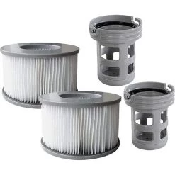 WAHAISON 2 Filtres + 2 Bases Cartouches Filtrantes Pour Piscines Gonflables MSPA - Adaptateur De Base Vissable Pour Cartouche Filtrante MSPA - Kit De Mise à Niveau - Filtre Pour Sous-marins Et Spa Chauds