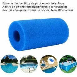 KAEJYIUT Piscine Filtre, Piscine Filtre Pour Intex Type A Reutilisable / Lavable Piscine Filtre En Mousse Eponge Cartouche Nettoyeur De Piscine, 10Cmx20Cm Bleu -Pompe et filtre de piscine Soldes 66995686 5