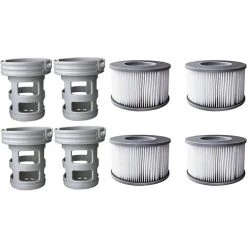 KARTOKNER 4 Filtres + 4 Bases Cartouches Filtrantes Pour Piscines Gonflables MSPA - Adaptateur De Base Vissable Pour Cartouche Filtrante MSPA - Kit De Mise à Niveau - Filtre Pour Sous-marins Et Spa Chauds