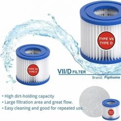 TANèTUE Cartouche Filtrante De Piscine Type VII & D, Cartouche Filtrante Type D/VII Pour Bestway, Pour Cartouche Filtrante Intex Type D, Pour Pompe De Piscine SFS 350, SFS 600, RP 350, RX 600 (2 Pièces) -Pompe et filtre de piscine Soldes 67428348 3