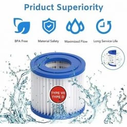 TANèTUE Cartouche Filtrante De Piscine Type VII & D, Cartouche Filtrante Type D/VII Pour Bestway, Pour Cartouche Filtrante Intex Type D, Pour Pompe De Piscine SFS 350, SFS 600, RP 350, RX 600 (2 Pièces) -Pompe et filtre de piscine Soldes 67428348 4