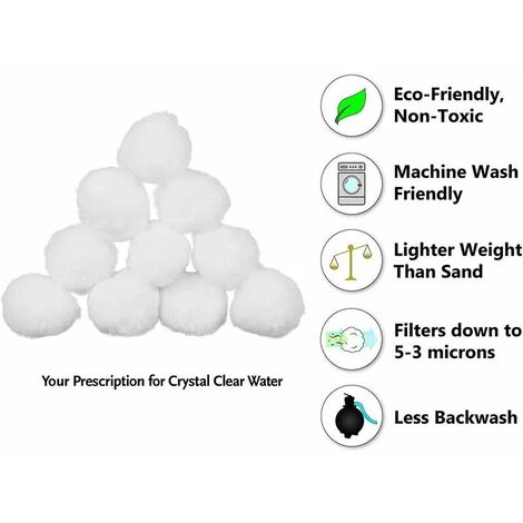 ENLENK Boules De Filtre De Piscine, Balles Filtrantes,Média Filtre à Fibres Pour Piscine Filtres à Sable Filtrage De L'eau. (Blanc) 4 ENLENK Boules De Filtre De Piscine, Balles Filtrantes,Média Filtre à Fibres Pour Piscine Filtres à Sable Filtrage De L'eau. (Blanc) – Image 4