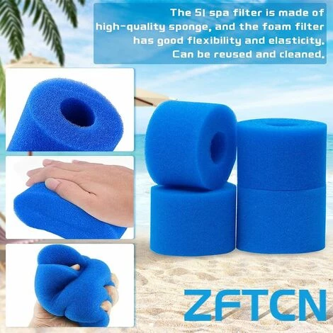 ENLENK 4 Filtres De Piscine En Mousse Filtre Pour Type S1 - Filtre En Mousse Pour Spa, Piscine - Réutilisables Et Lavables - Éponge De Filtration De Type S1 2 ENLENK 4 Filtres De Piscine En Mousse Filtre Pour Type S1 - Filtre En Mousse Pour Spa, Piscine - Réutilisables Et Lavables - Éponge De Filtration De Type S1 – Image 2